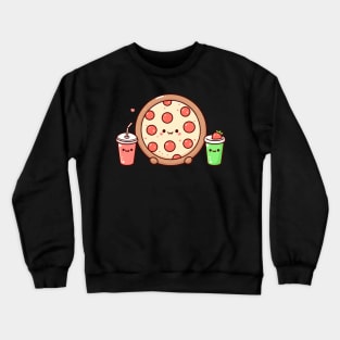 Kawaii Food Characters for Kawaii Lovers | Kawaii Pepperoni Pizza Party Crewneck Sweatshirt
